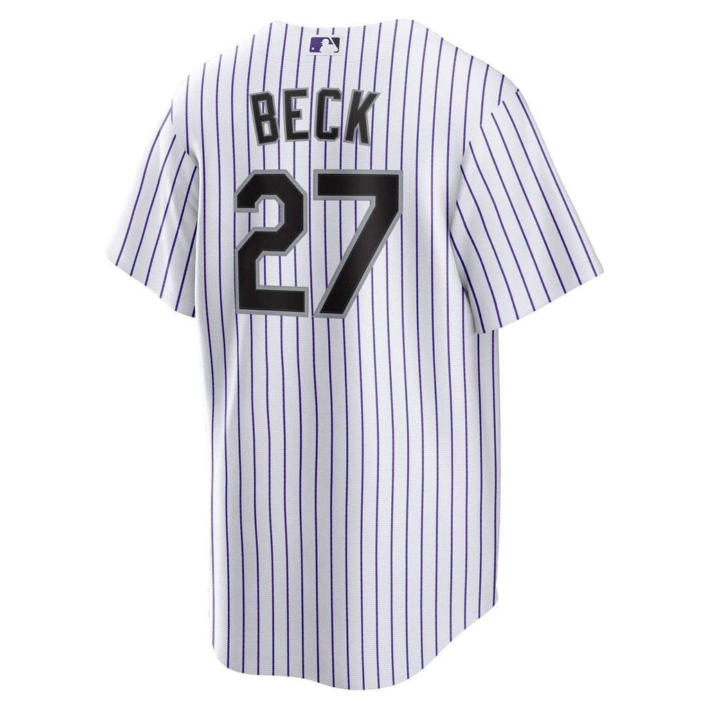 Colorado Rockies Jordan Beck Nike White Home Replica Jersey