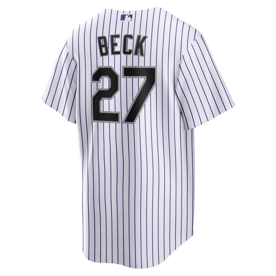 Colorado Rockies Jordan Beck Nike White Home Replica Jersey