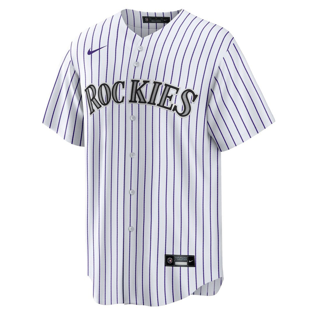 Colorado Rockies Kris Bryant Nike White/Purple Replica Player Jersey