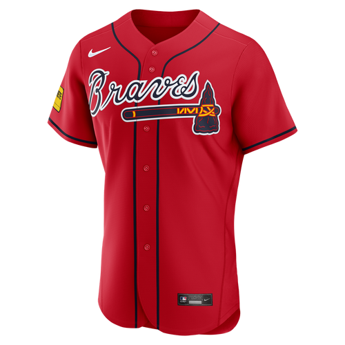 Atlanta Braves Ronald Acuña Jr. Nike Red Alternate Authentic Sponsor Patch Jersey