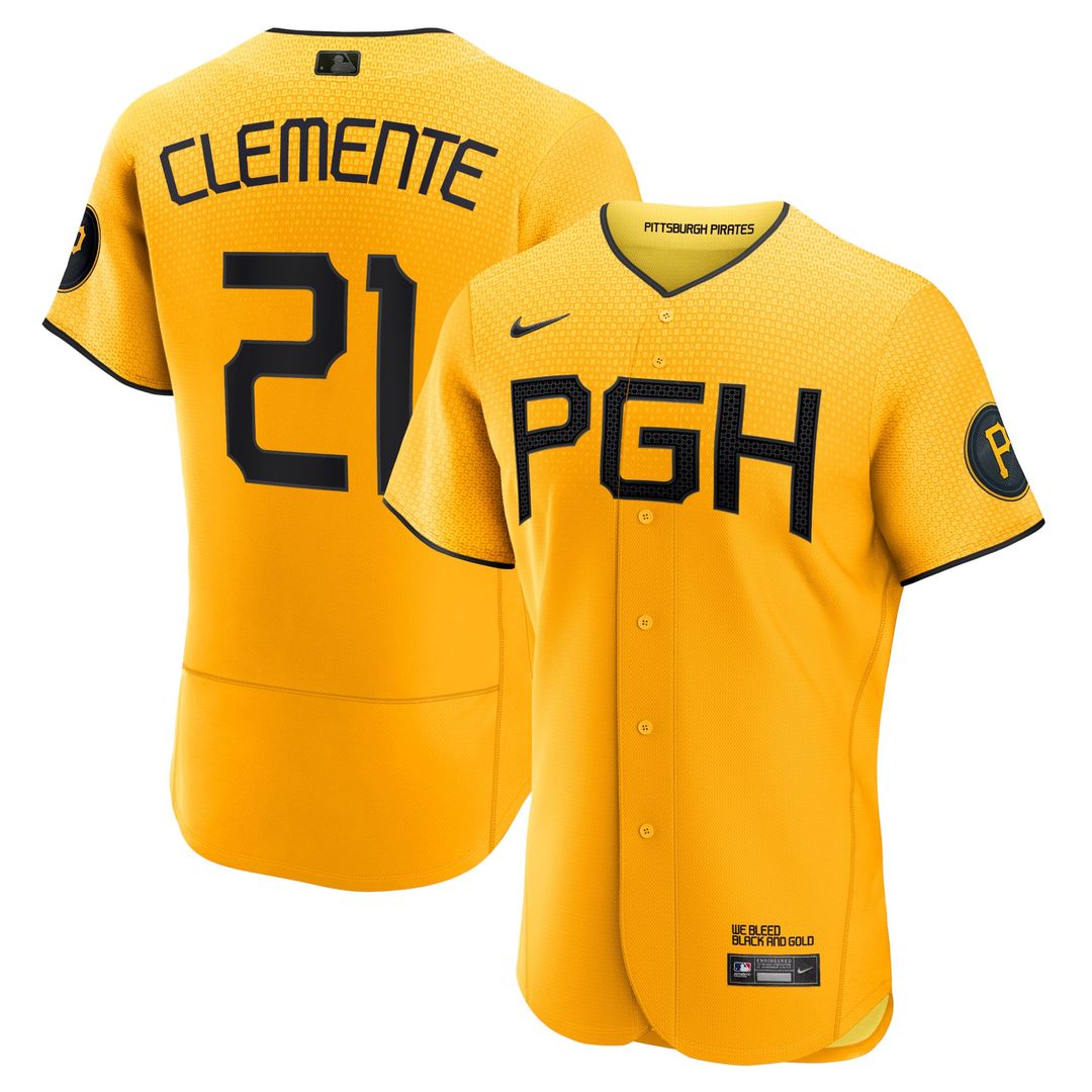 Pittsburgh Pirates Roberto Clemente Nike Gold City Connect Authentic Player Jersey