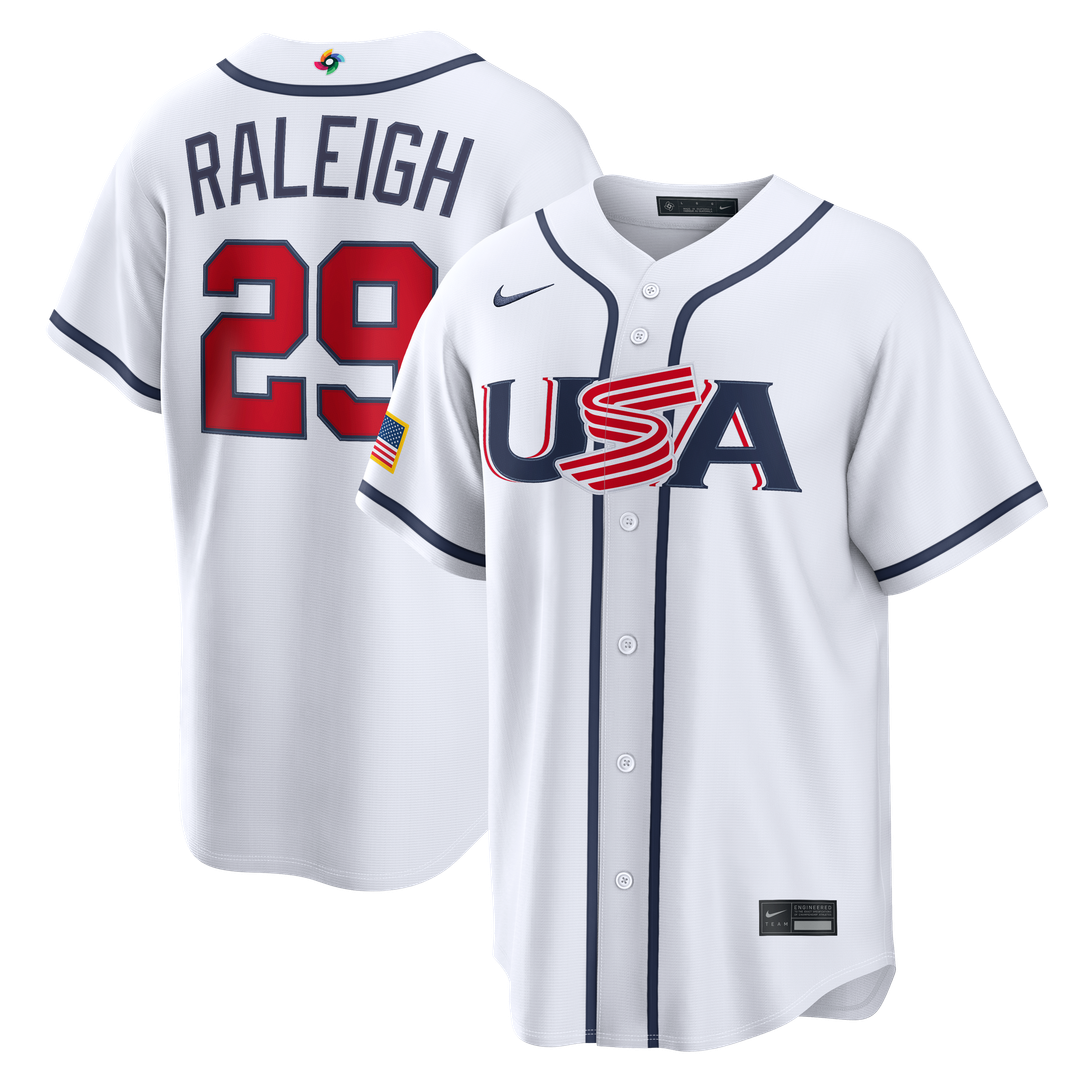USA Baseball Cal Raleigh Nike White 2026 World Baseball Classic Home Stadium Jersey