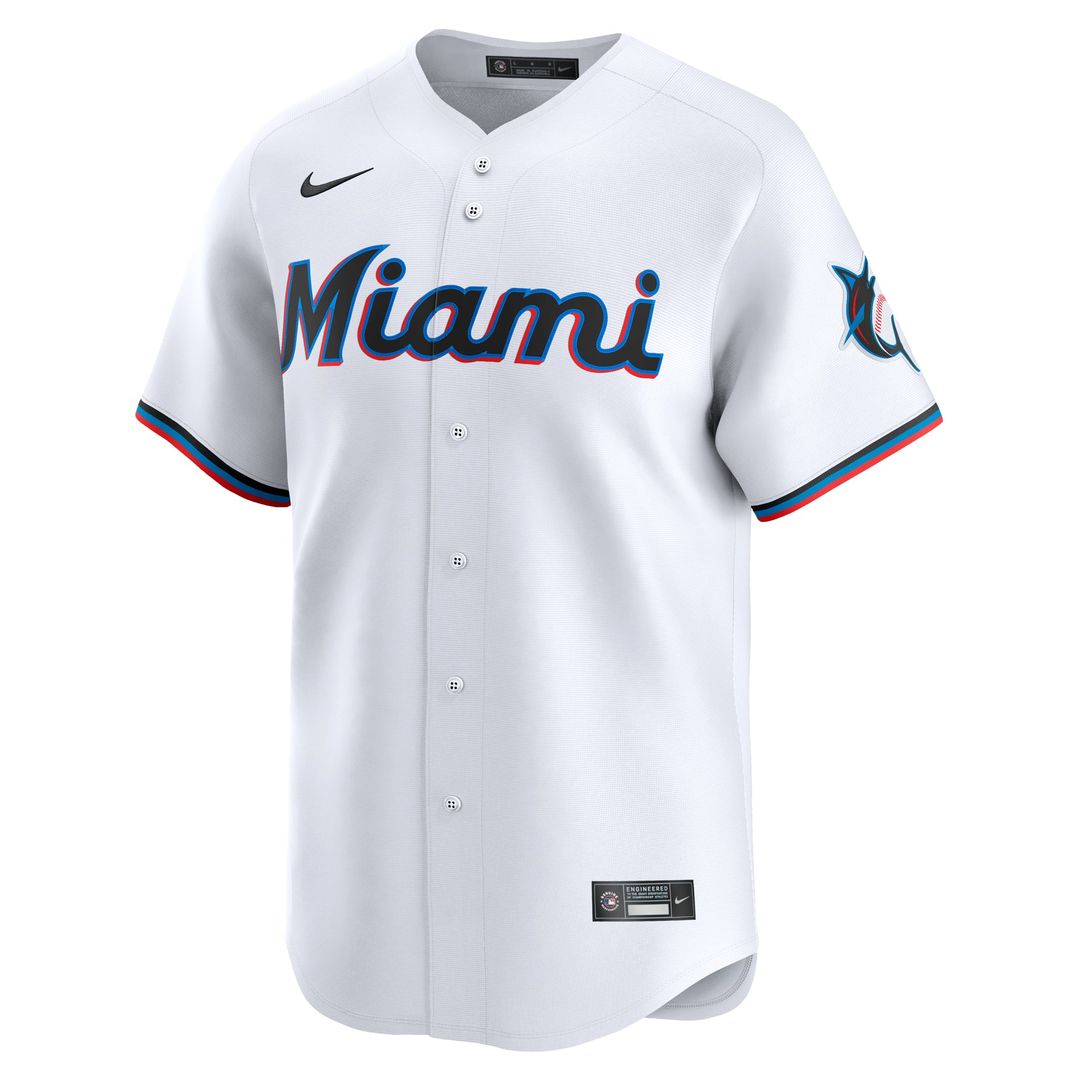 Miami Marlins Nike White #1 Dad Home Limited Jersey