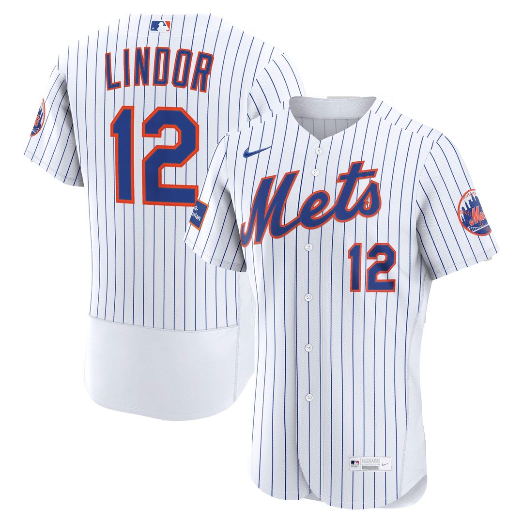 New York Mets Francisco Lindor Nike Black Alternate Authentic Sponsor Patch Jersey