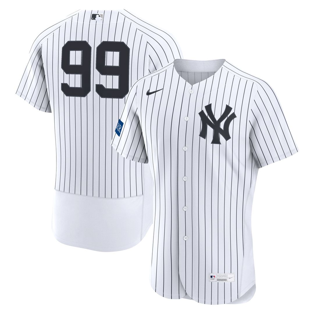 New York Yankees Aaron Judge Nike White Home Authentic Sponsor Patch Jersey