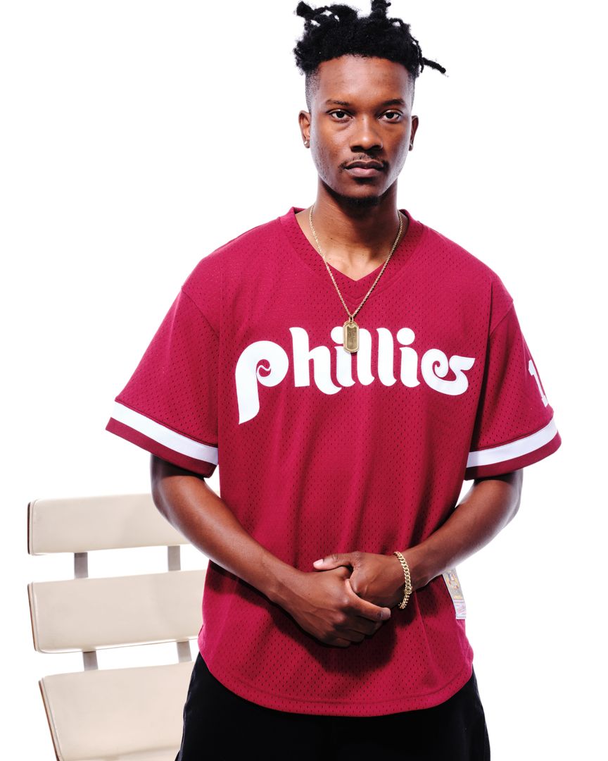 Philadelphia Phillies John Kruk Mitchell & Ness Burgundy Big & Tall Cooperstown Collection Mesh Batting Practice Jersey