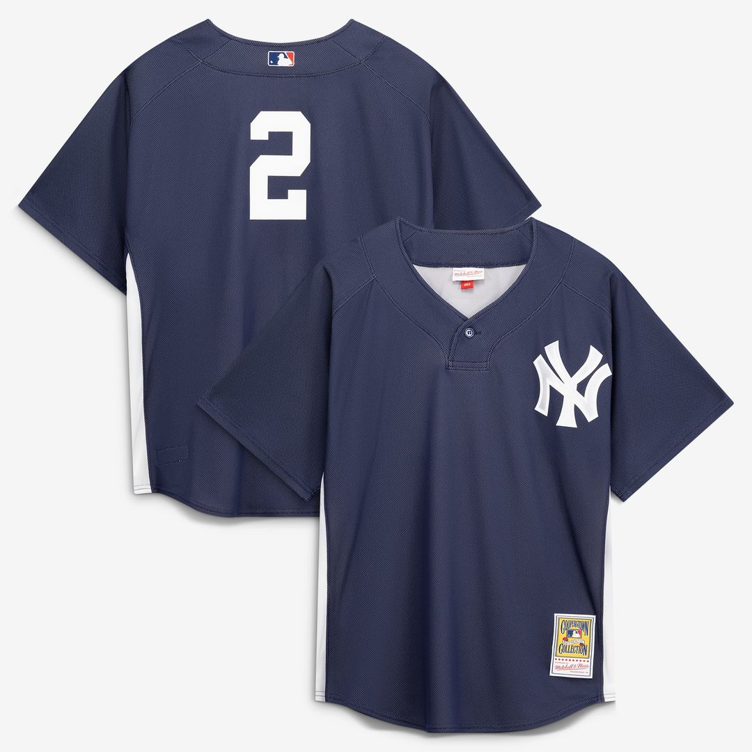 New York Yankees Derek Jeter Mitchell & Ness Navy Authentic Batting Practice Jersey