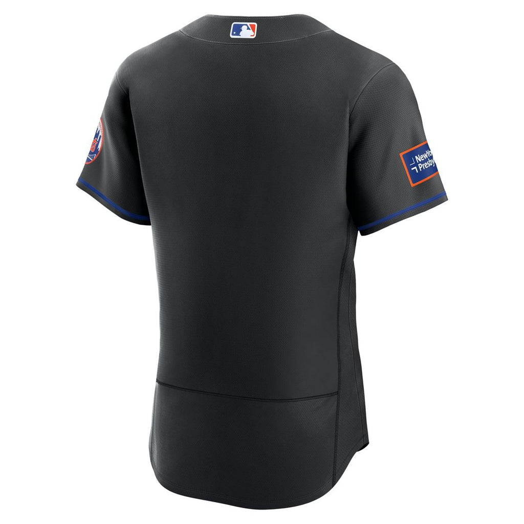 New York Mets Nike Black Alternate Sponsor Patch Authentic Jersey