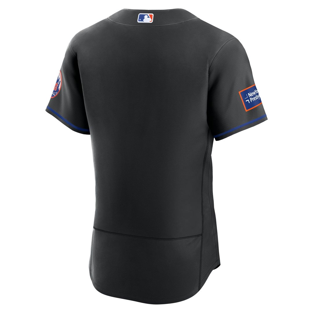 New York Mets Nike Black Alternate Sponsor Patch Authentic Jersey
