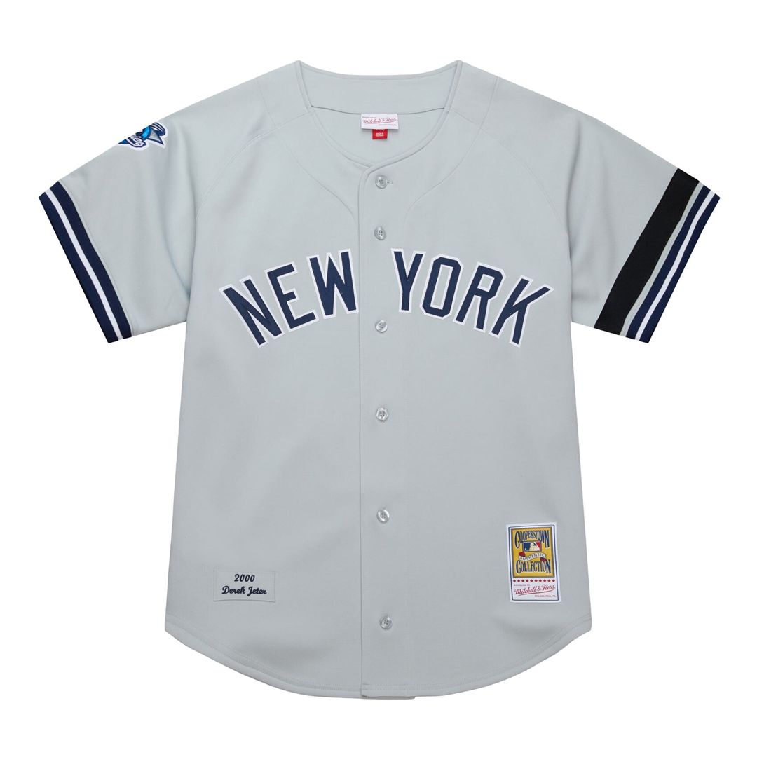New York Yankees Derek Jeter Mitchell & Ness Gray Cooperstown Collection 2000 World Series Authentic Jersey