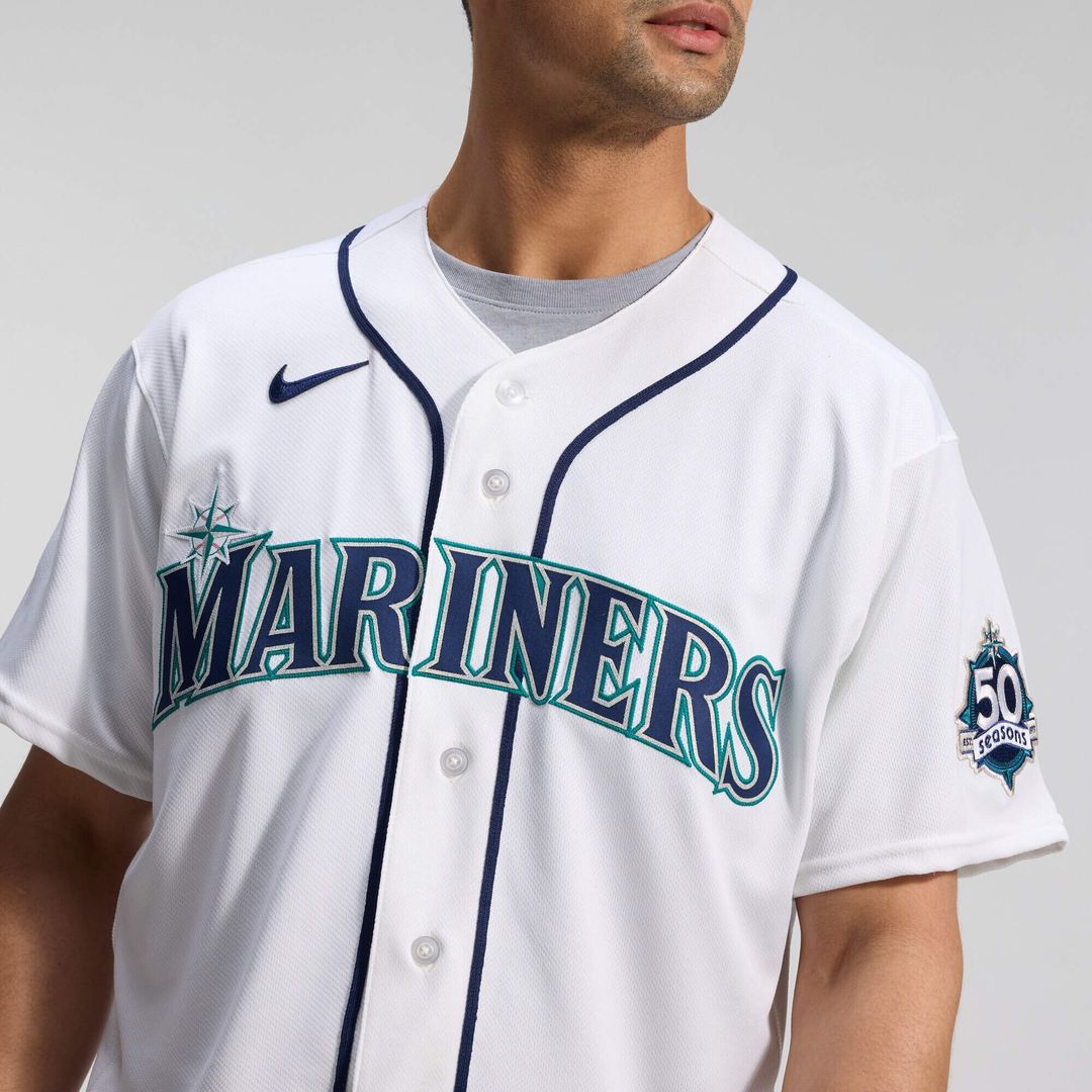 Seattle Mariners Nike White 50th Anniversary Patch Home Authentic Jersey