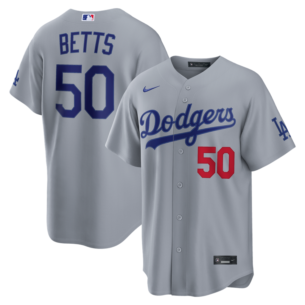 Los Angeles Dodgers Mookie Betts Nike Gray Stadium Jersey