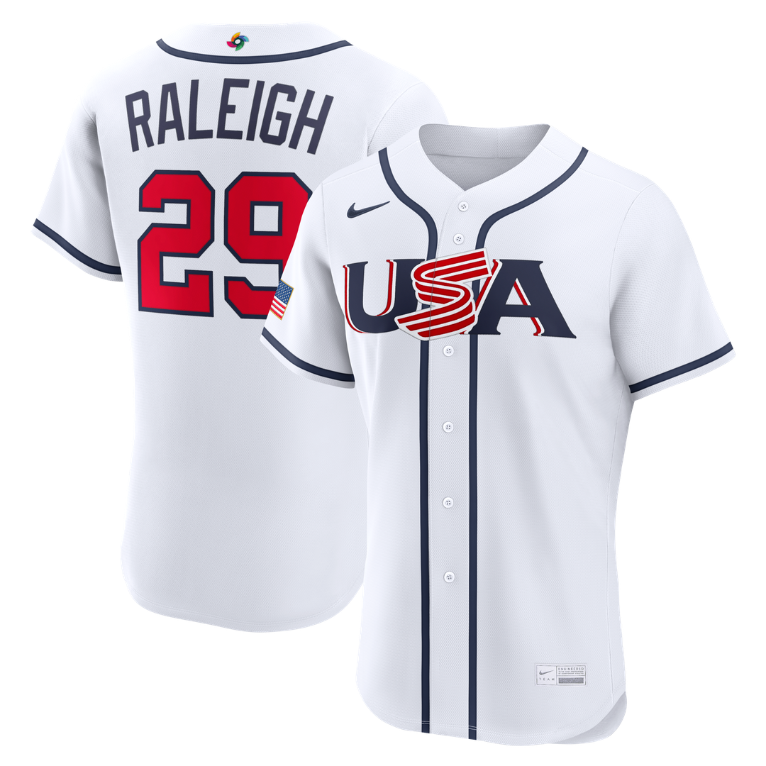 USA Baseball Cal Raleigh Nike White 2026 World Baseball Classic Home Authentic Jersey