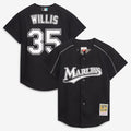 Florida Marlins Dontrelle Willis Mitchell & Ness Black Cooperstown Collection Mesh Batting Practice Button-Up Jersey