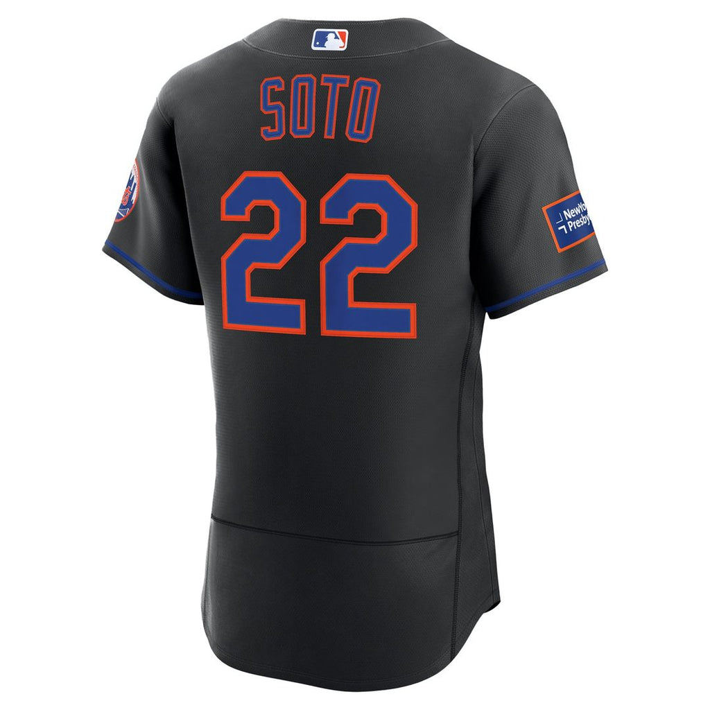 New York Mets Juan Soto Nike Black Alternate Authentic Sponsor Patch Jersey