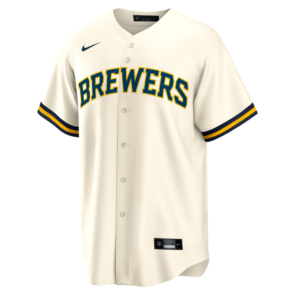Milwaukee Brewers Bob Uecker Nike Cream Home Retired Player Replica Jersey