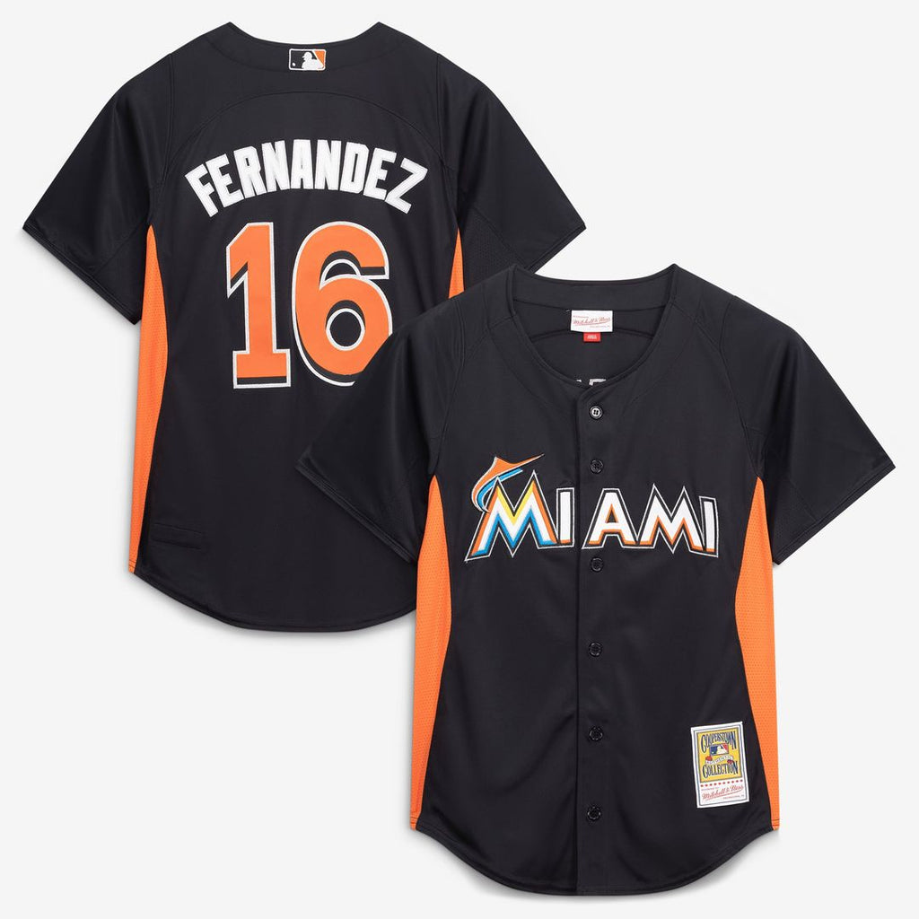 Miami Marlins Jose Fernandez Mitchell & Ness Black Authentic Batting Practice Jersey