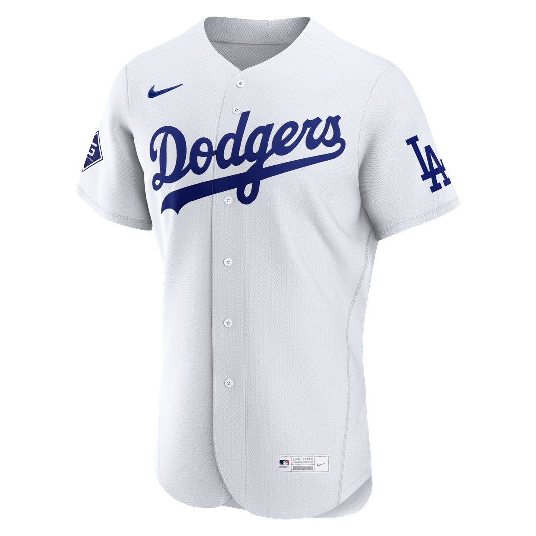 Los Angeles Dodgers Nike White Home Sponsor Patch Authentic Jersey