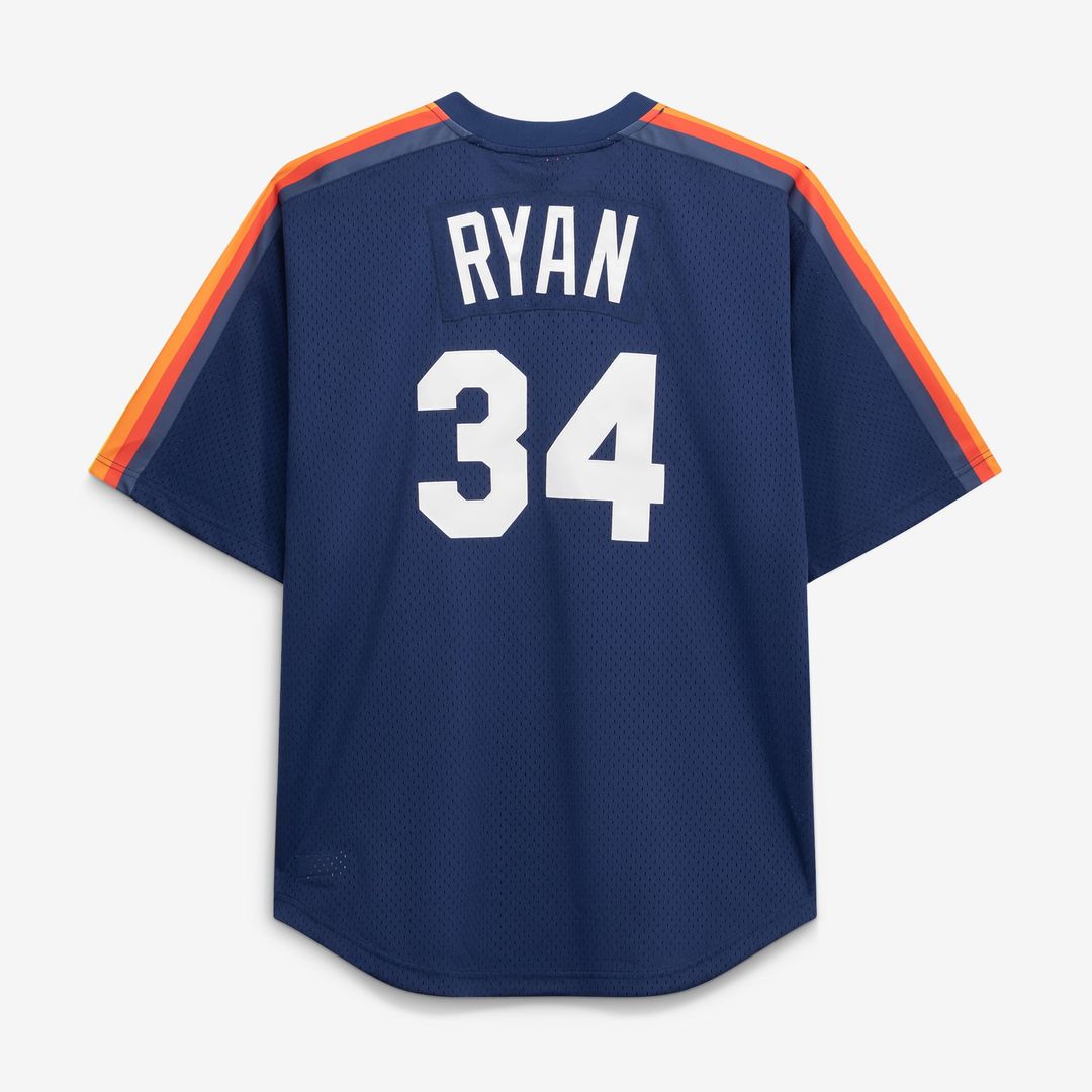 Houston Astros Nolan Ryan Mitchell & Ness Navy Cooperstown Collection Big & Tall Mesh Batting Practice Jersey