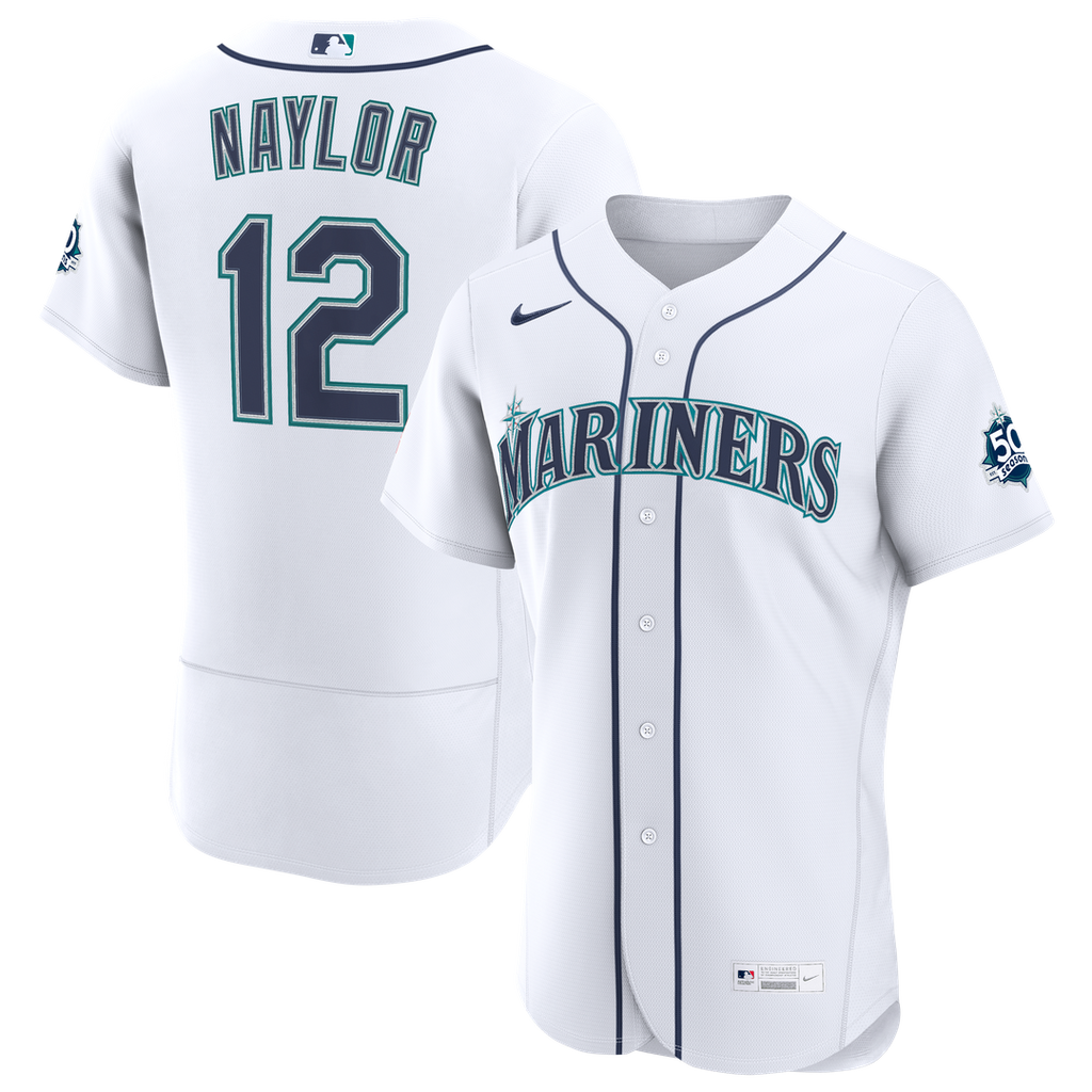 Seattle Mariners Josh Naylor Nike White Home 50th Season Authentic Jersey