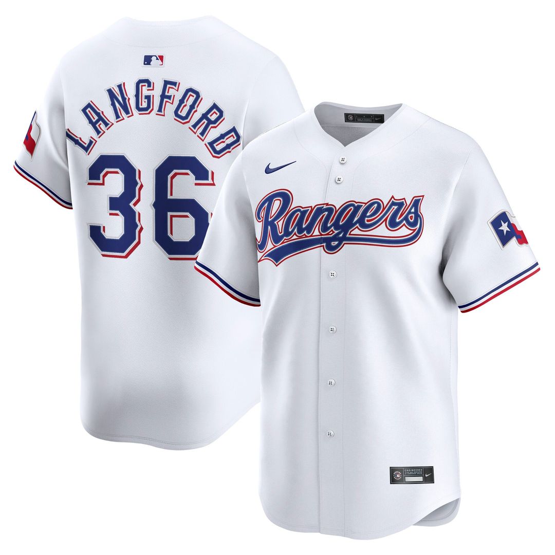 Texas Rangers Wyatt Langford Nike White Home Limited Player Jersey