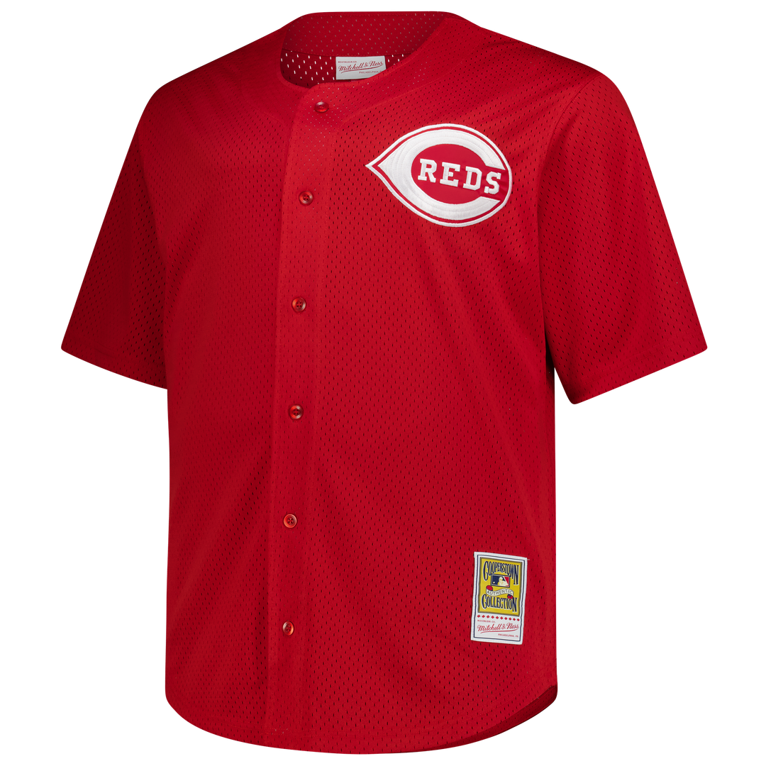Cincinnati Reds Deion Sanders Mitchell & Ness Red Big & Tall Cooperstown Mesh Batting Practice Jersey