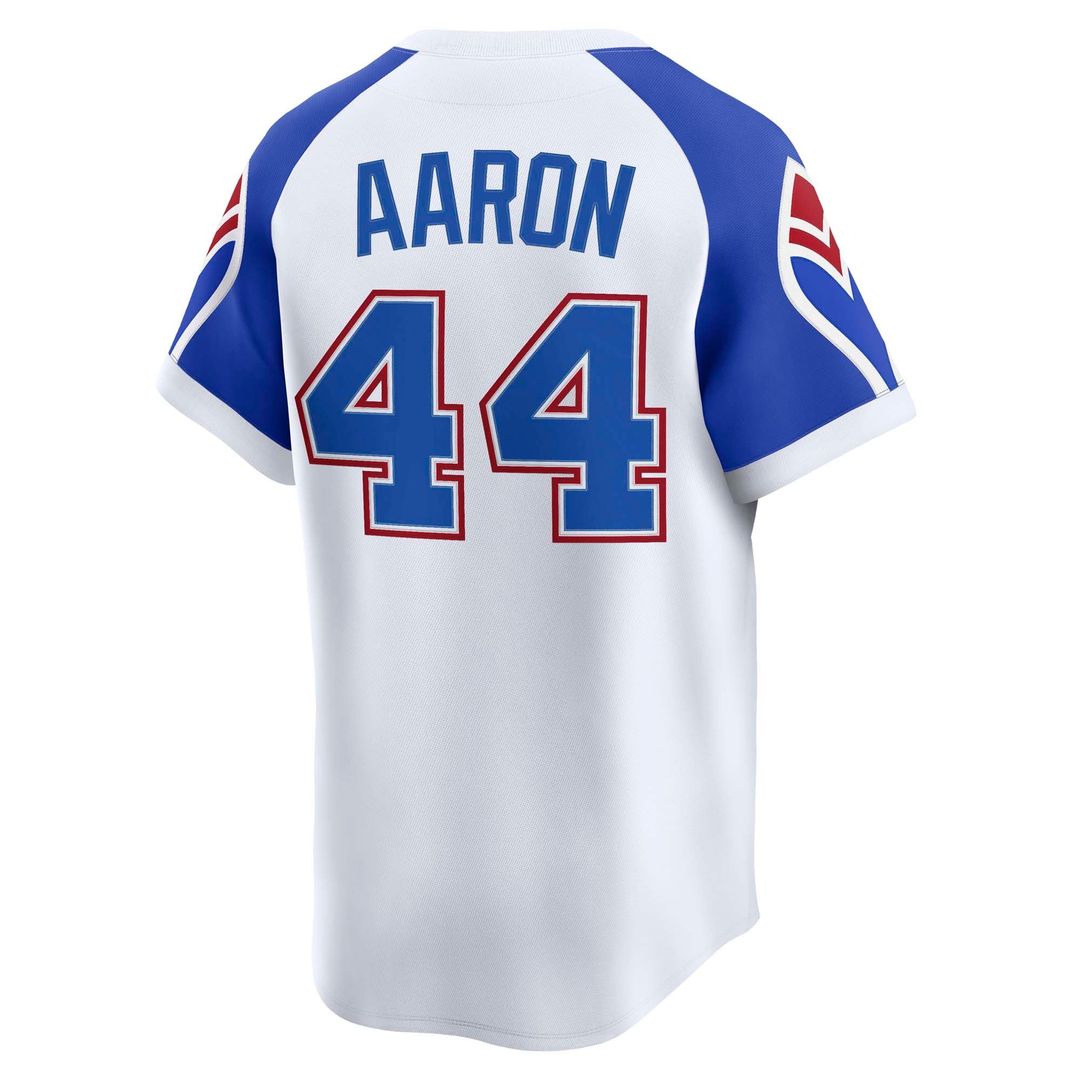 Atlanta Braves Hank Aaron Nike White Throwback Cooperstown Collection Limited Jersey