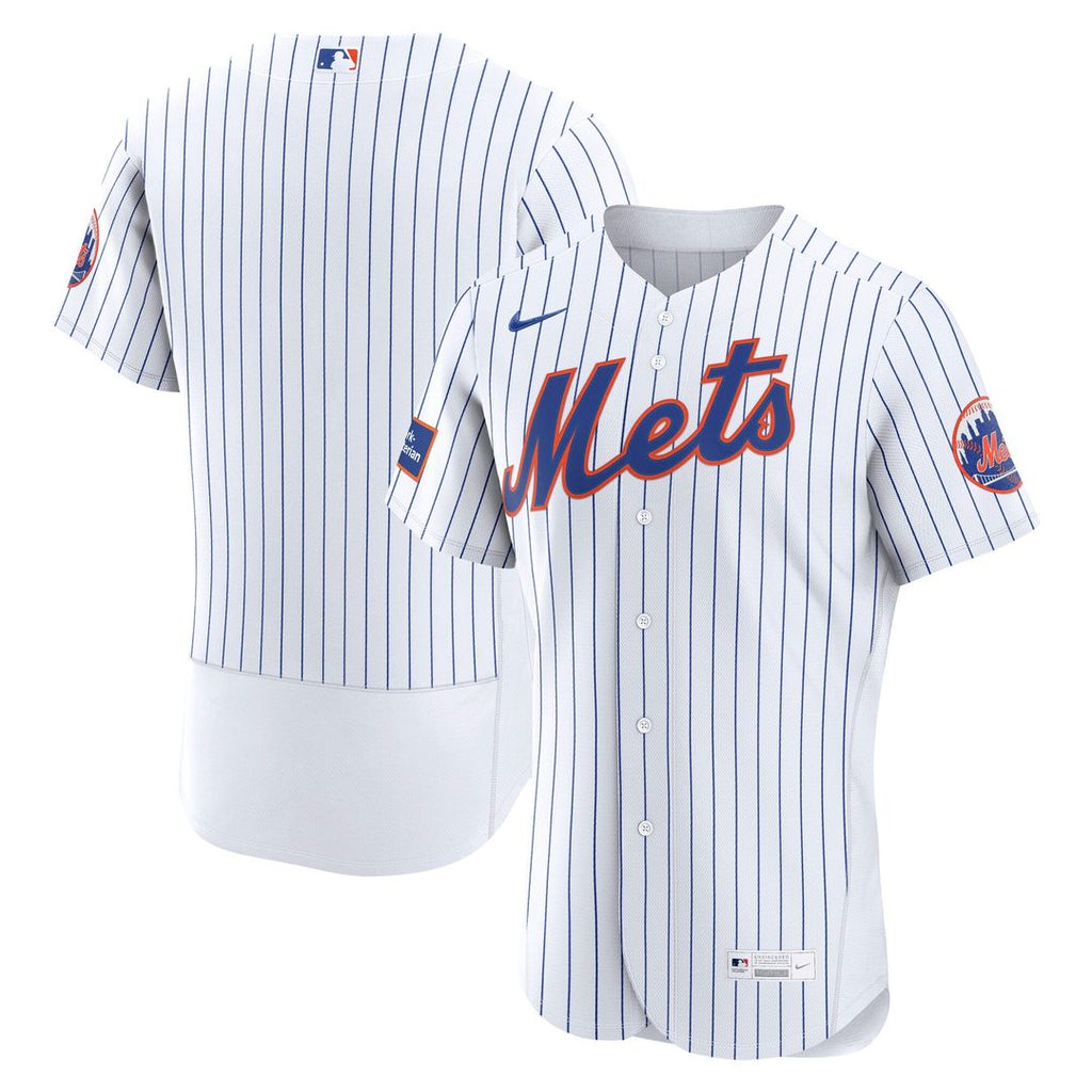 New York Mets Nike White Home Sponsor Patch Authentic Jersey