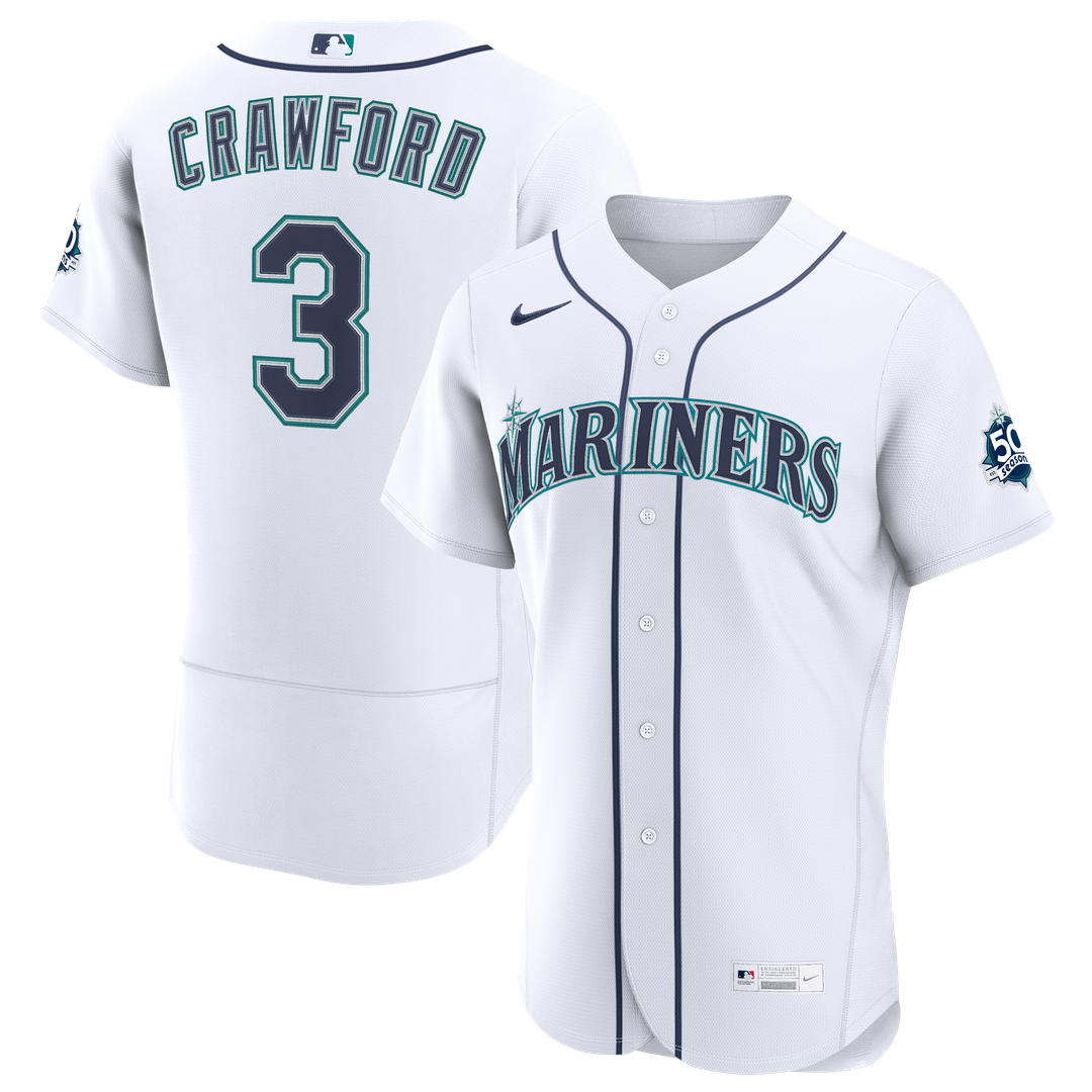 Seattle Mariners J.P. Crawford Nike White Home 50th Season Authentic Jersey