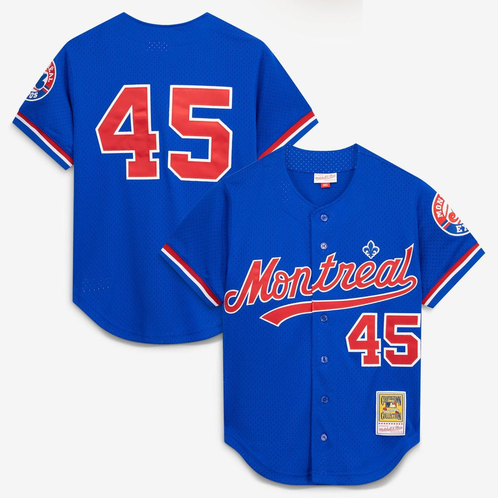 Montreal Expos Pedro Martinez Mitchell & Ness Blue Cooperstown Collection Mesh Batting Practice Button-Up Jersey