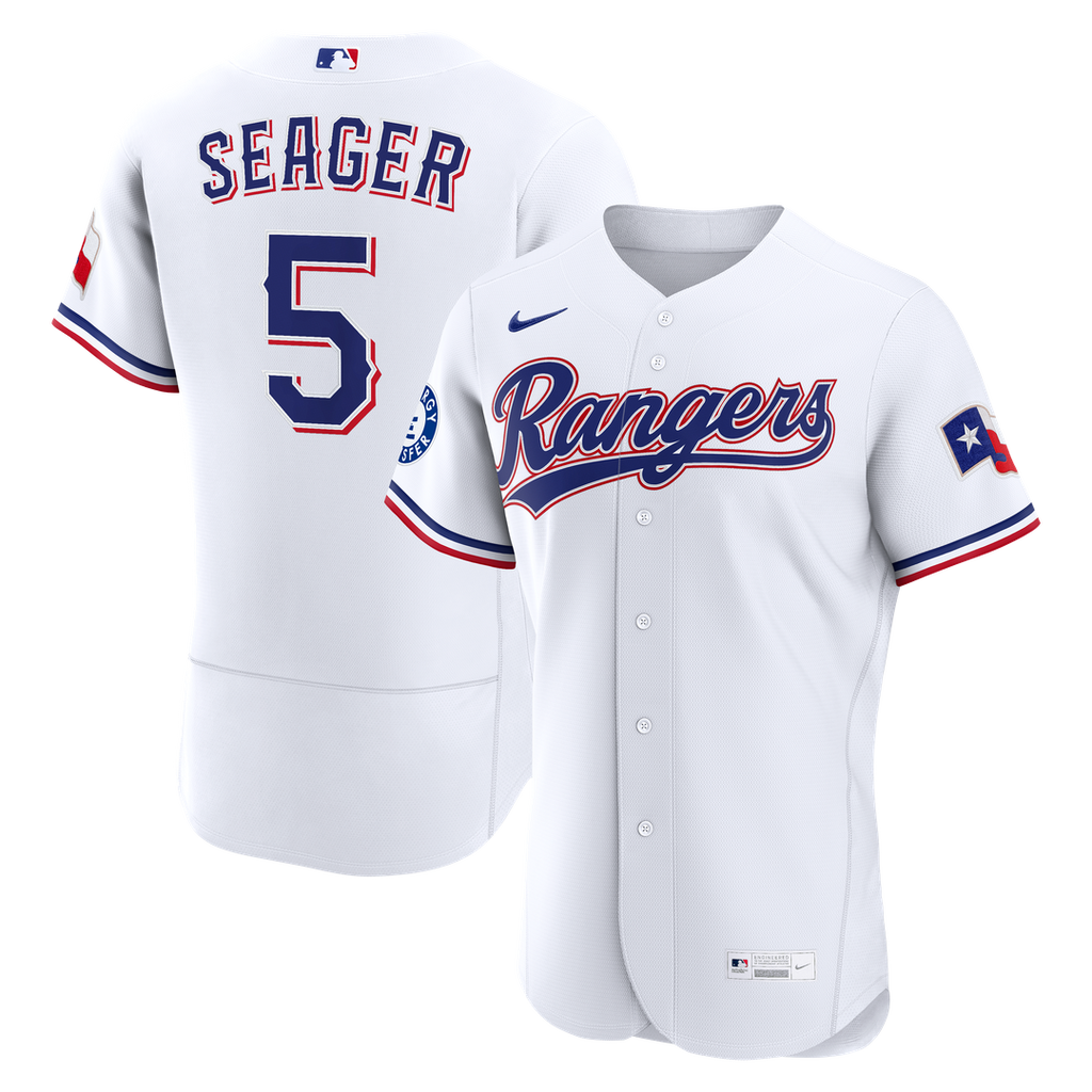 Texas Rangers Corey Seager Nike White Home Authentic Sponsor Patch Jersey