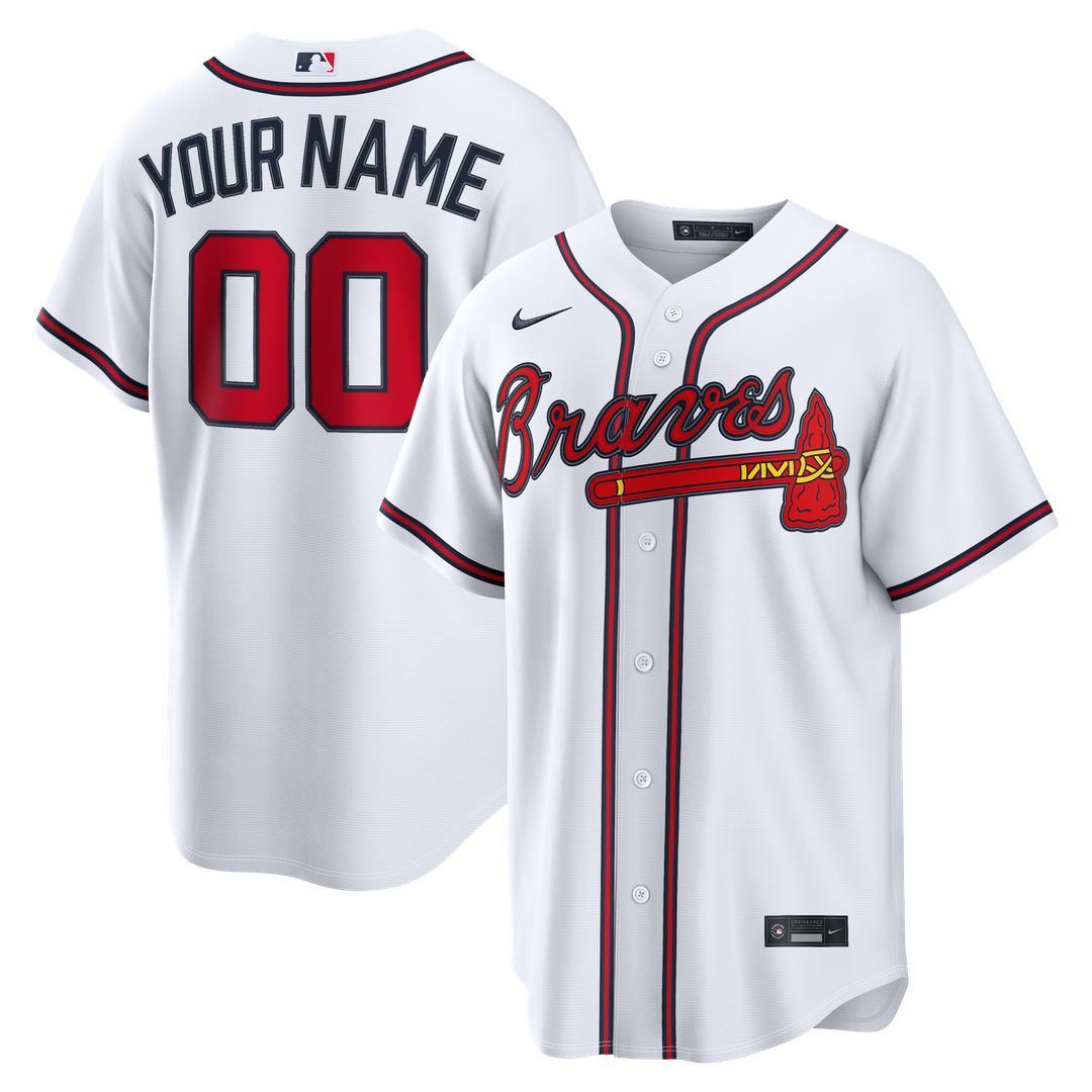 Atlanta Braves Nike White Home Replica Custom Jersey
