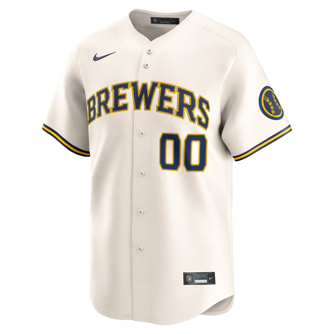 Milwaukee Brewers Nike Cream Home Limited Custom Jersey