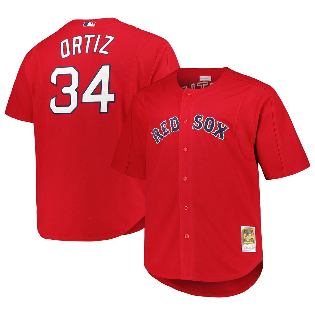 Boston Red Sox David Ortiz Mitchell & Ness Red Big & Tall Cooperstown Mesh Batting Practice Jersey