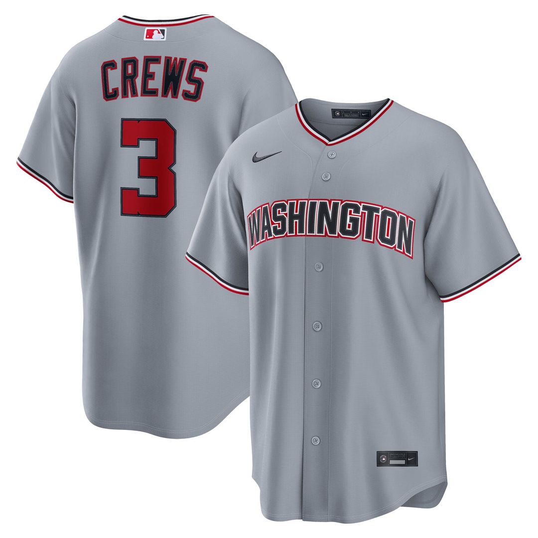 Washington Nationals Dylan Crews Nike Gray Road Replica Jersey