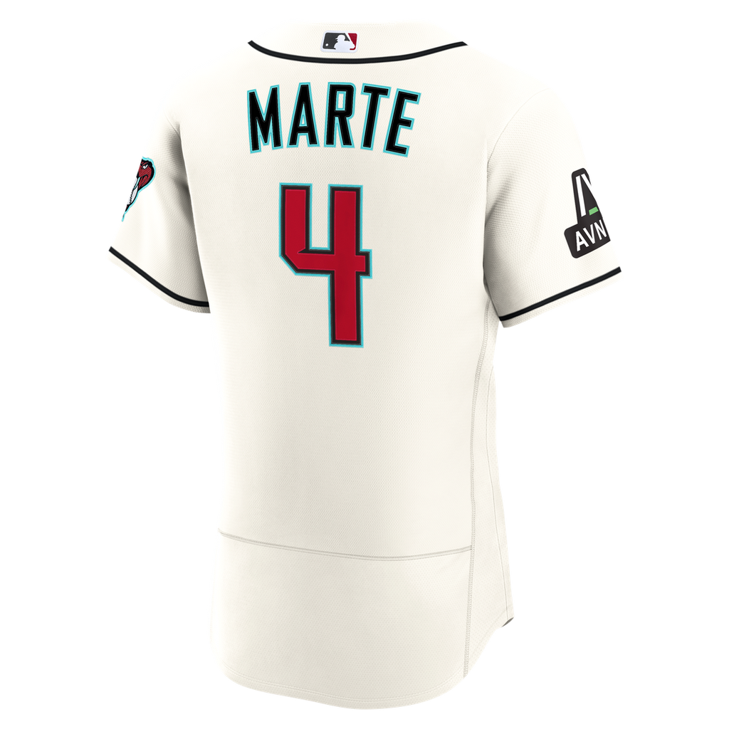 Arizona Diamondbacks Ketel Marte Nike Cream Home Authentic Sponsor Patch Jersey