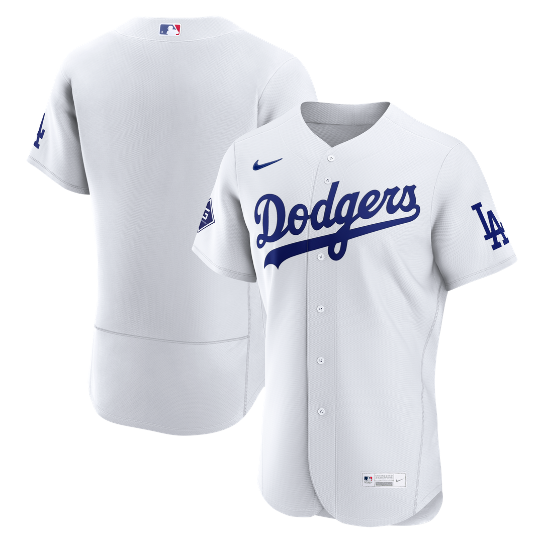 Los Angeles Dodgers Nike White Home Sponsor Patch Authentic Jersey