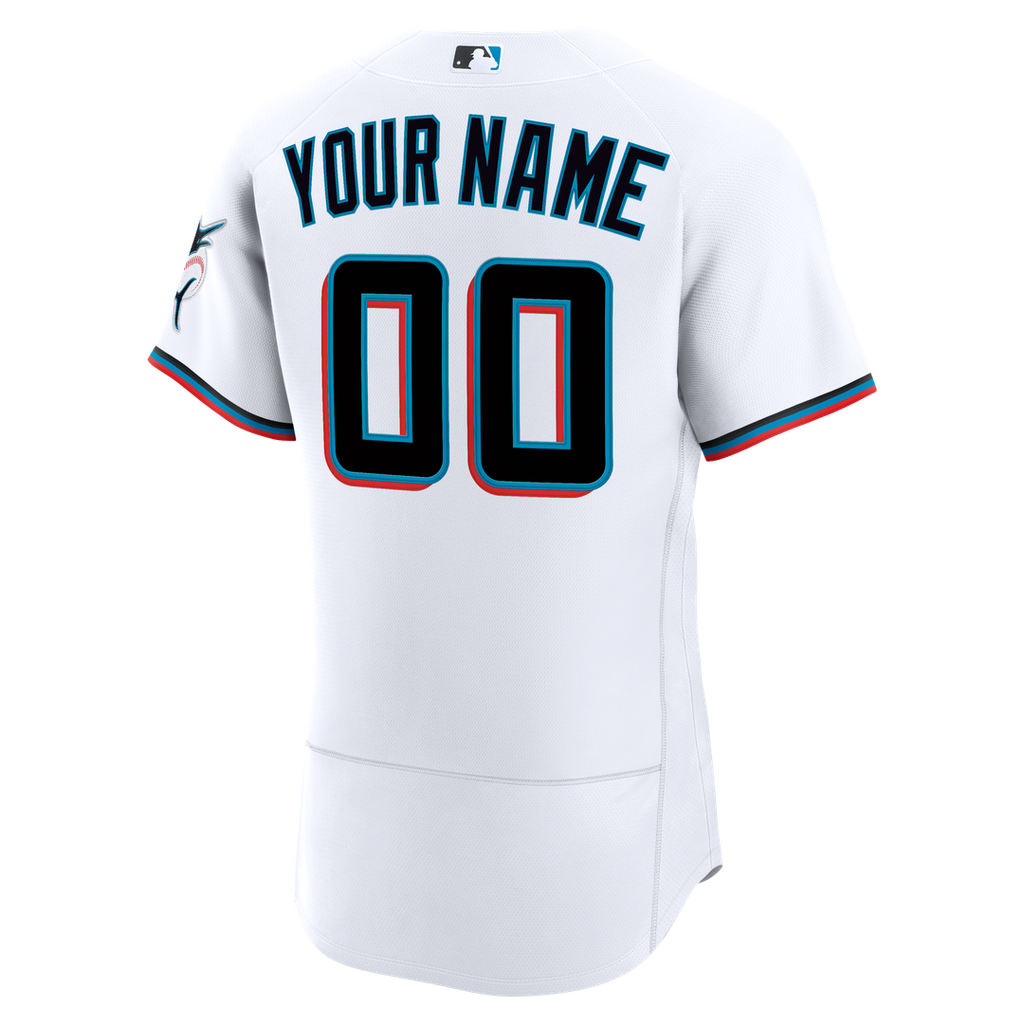 Miami Marlins Nike White Home Authentic Custom Jersey