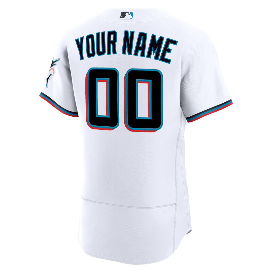 Miami Marlins Nike White Home Authentic Custom Jersey