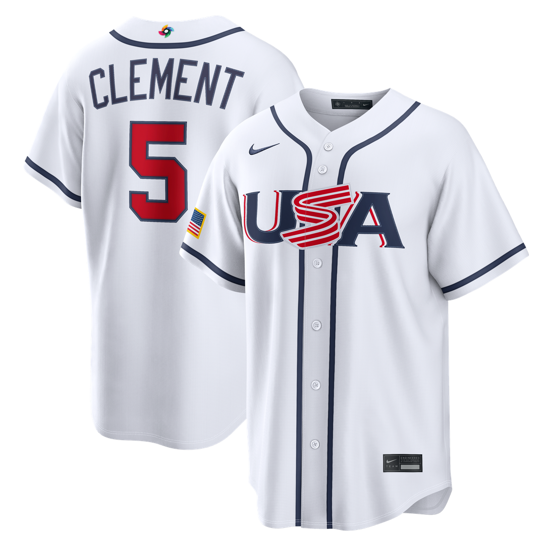 USA Baseball Ernie Clement Nike White 2026 World Baseball Classic Home Stadium Jersey