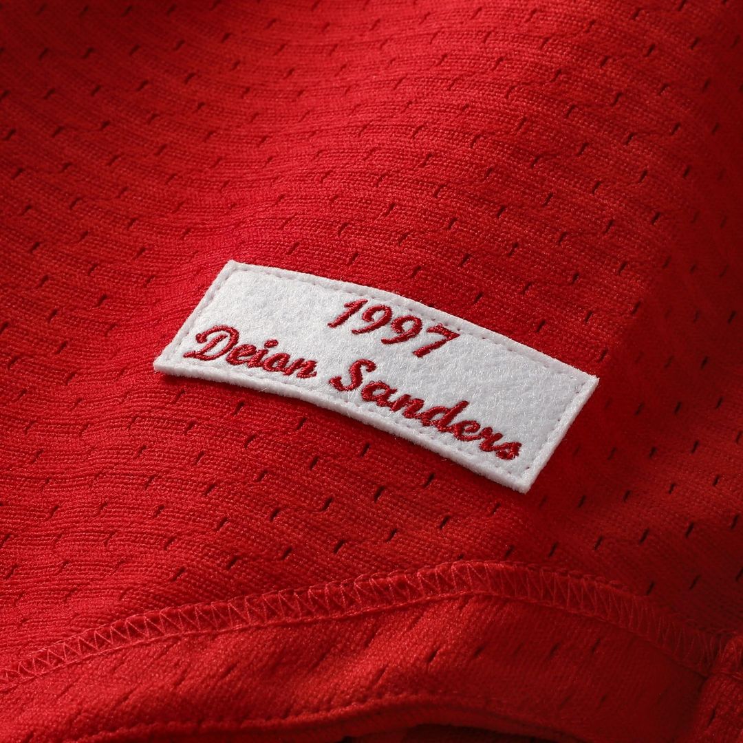 Cincinnati Reds Deion Sanders Mitchell & Ness Red Cooperstown Mesh Batting Practice Button-Up Jersey
