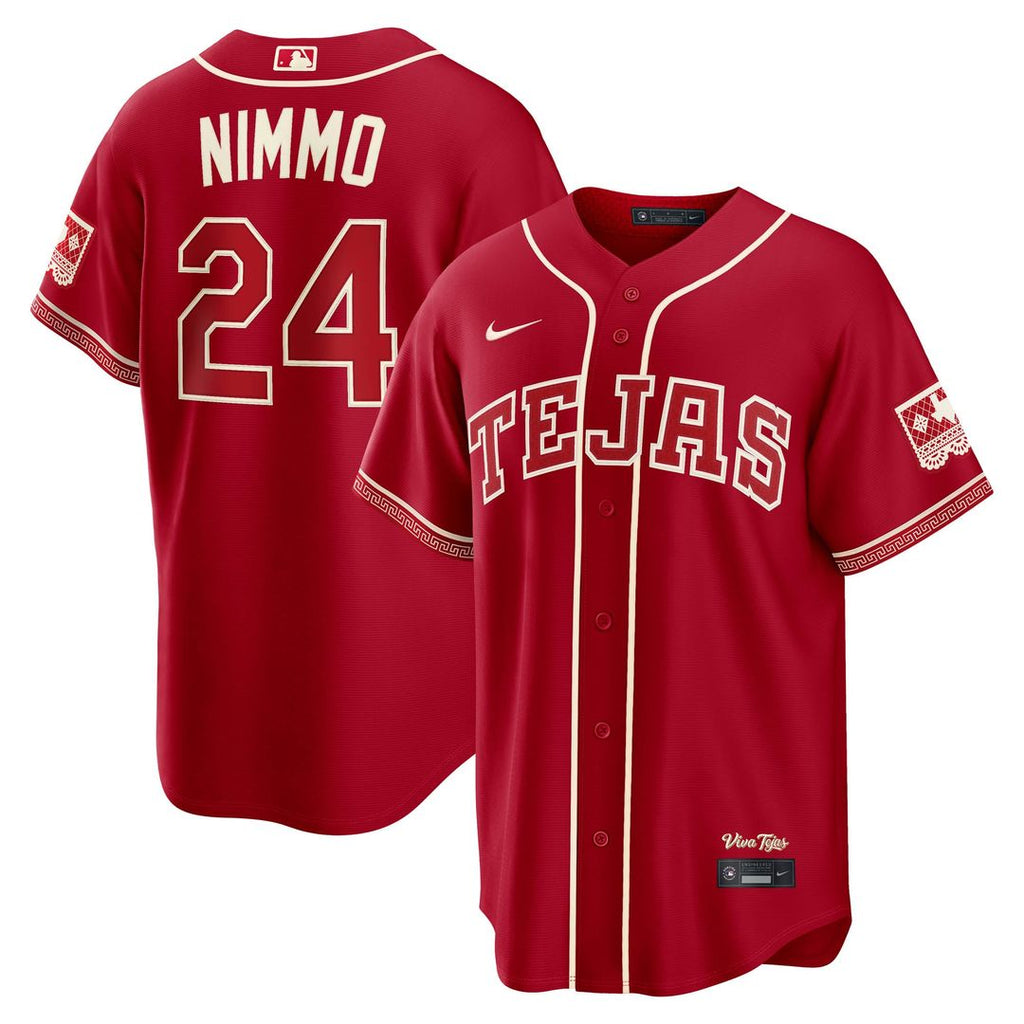 Texas Rangers Brandon Nimmo Nike Red 2026 City Connect Stadium Jersey