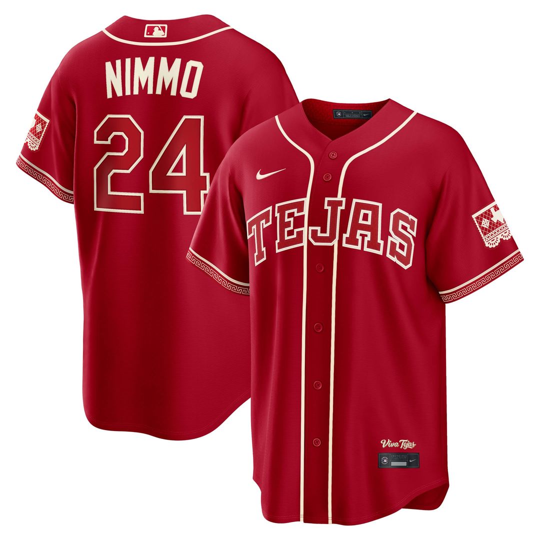 Texas Rangers Brandon Nimmo Nike Red 2026 City Connect Stadium Jersey