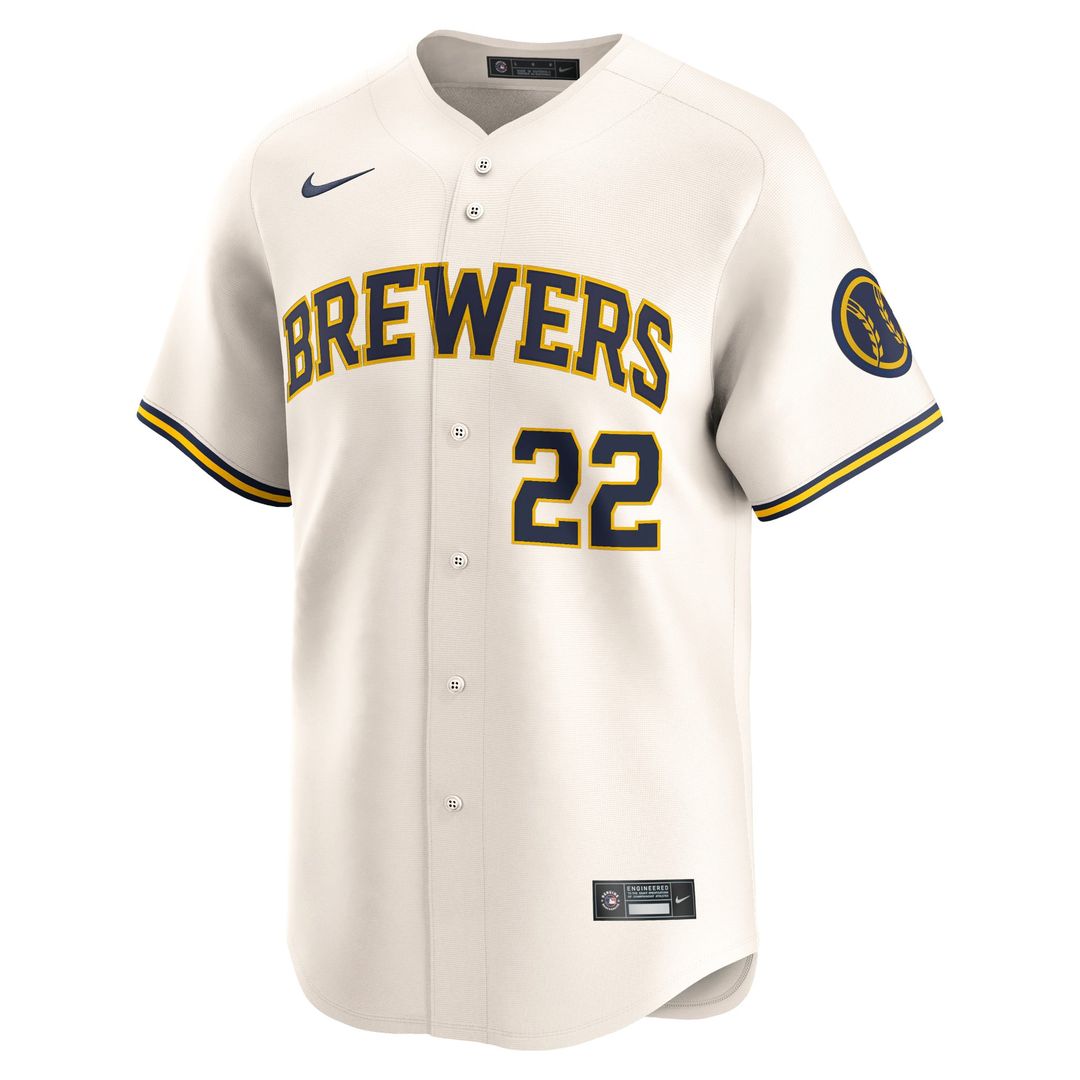 Milwaukee Brewers Christian Yelich Nike Cream Home Limited Player Jersey