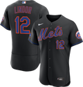 New York Mets Francisco Lindor Nike Black Alternate Authentic Sponsor Patch Jersey