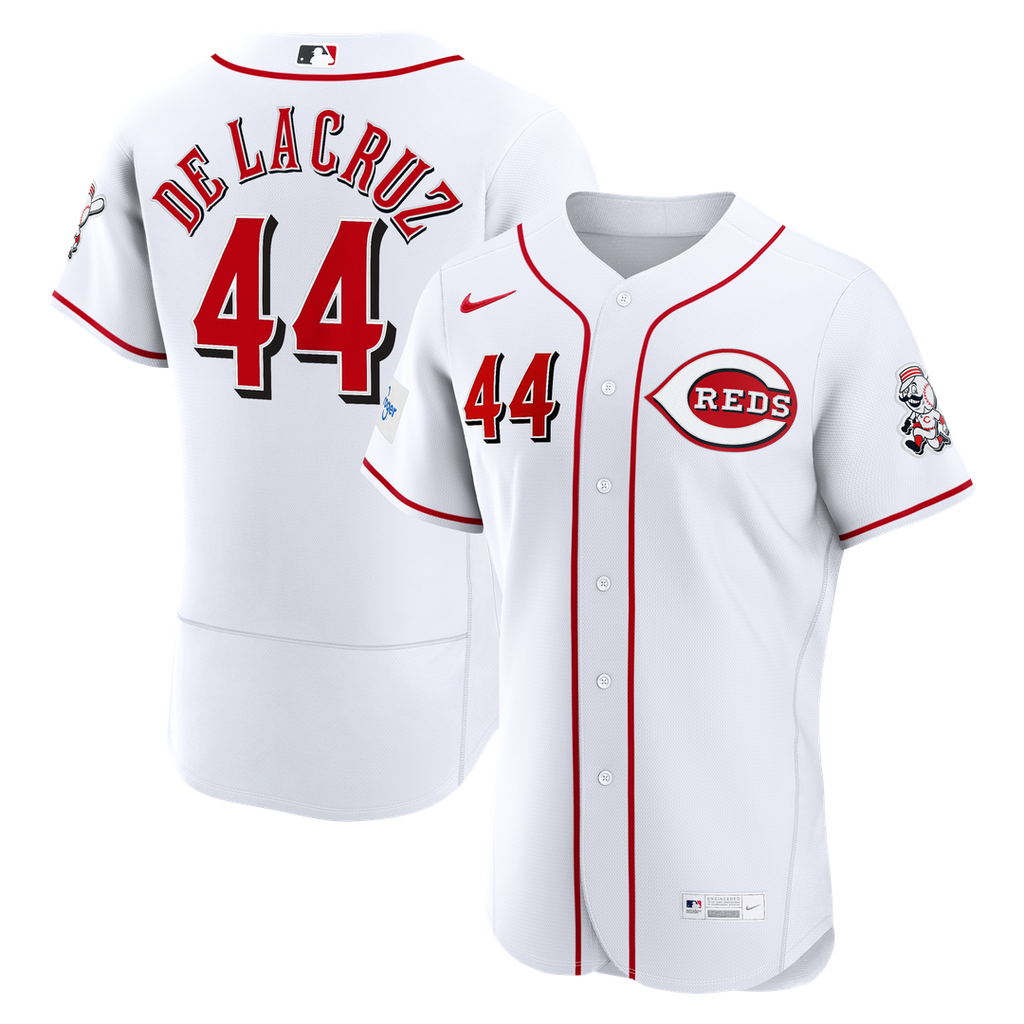 Cincinnati Reds Elly De La Cruz Nike White Home Authentic Sponsor Patch Jersey