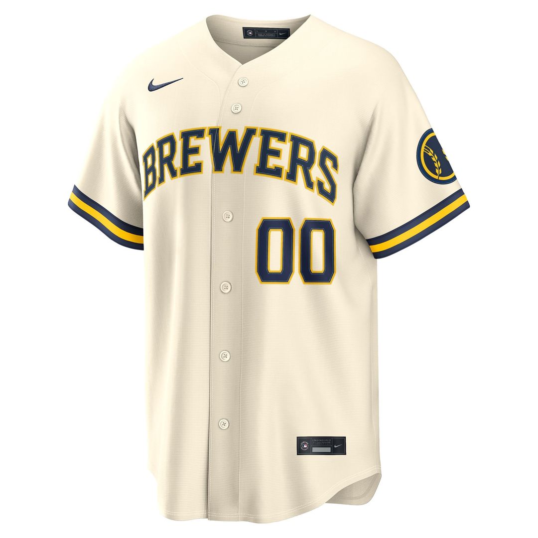 Milwaukee Brewers Nike Cream Home Stadium Custom Jersey