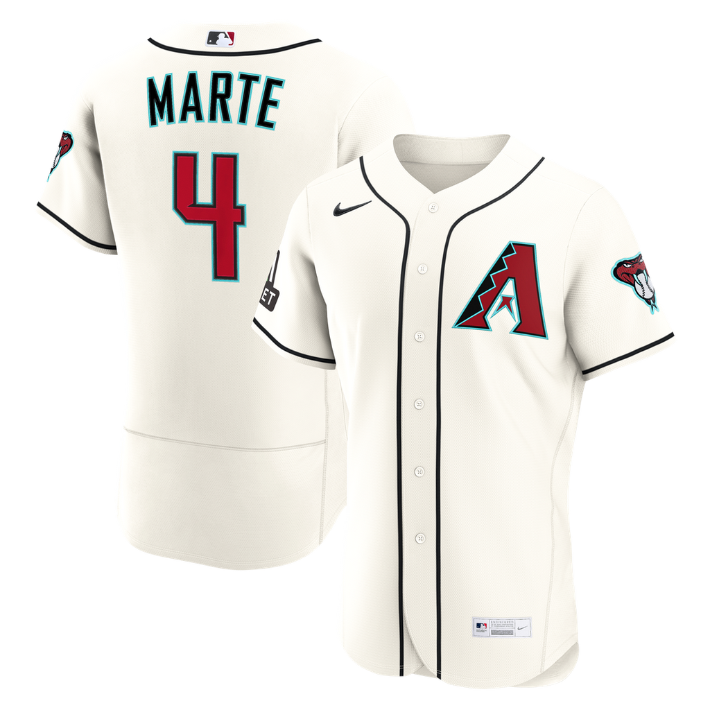 Arizona Diamondbacks Ketel Marte Nike Cream Home Authentic Sponsor Patch Jersey