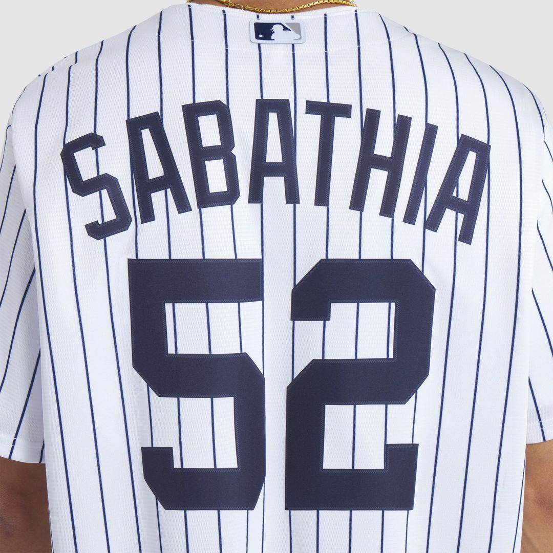 New York Yankees CC Sabathia Nike White 2025 Baseball Hall of Fame Name & Number Retired Replica Jersey
