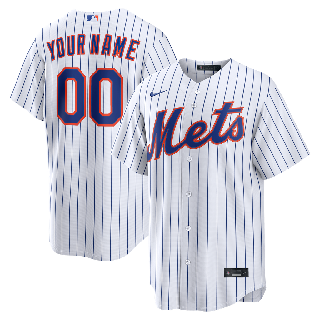 New York Mets Nike White Home Replica Custom Jersey